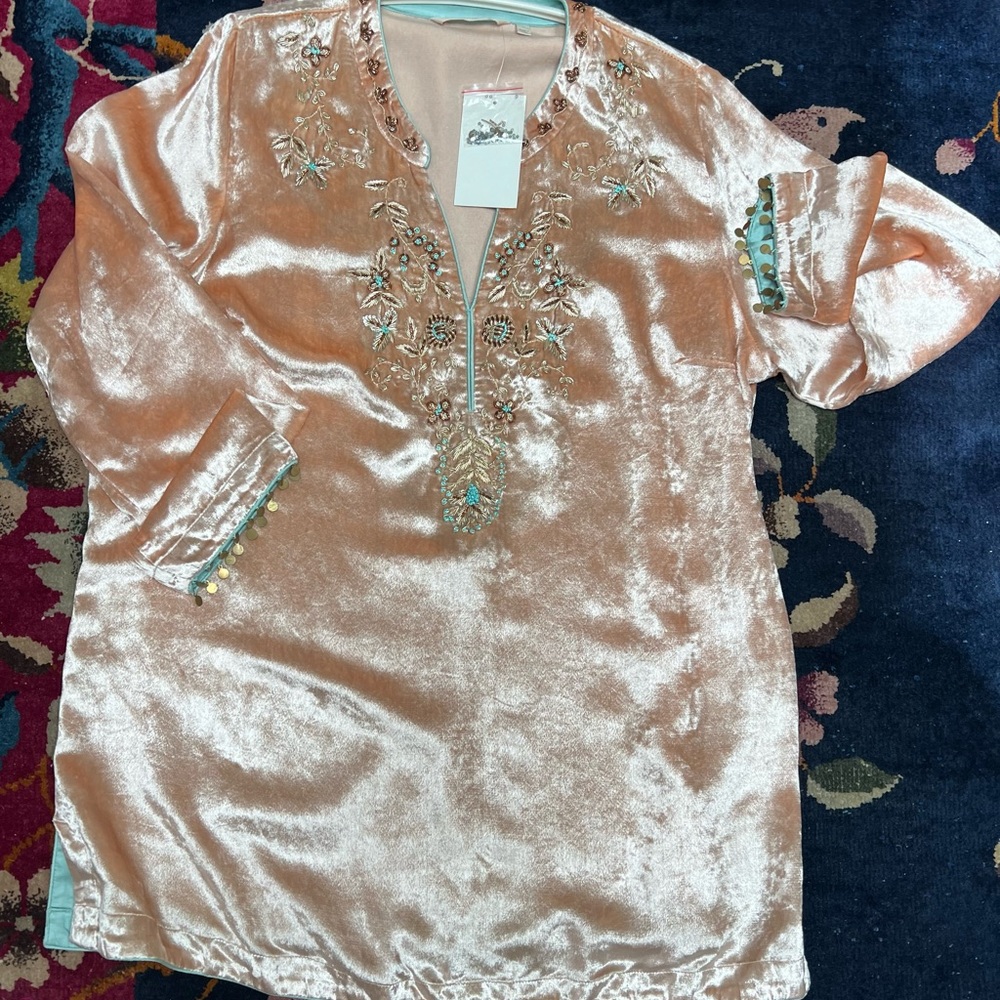 SOFT SURROUNDINGS, Beaded Tunic, light pink, perfect condition, Never worn, L sz